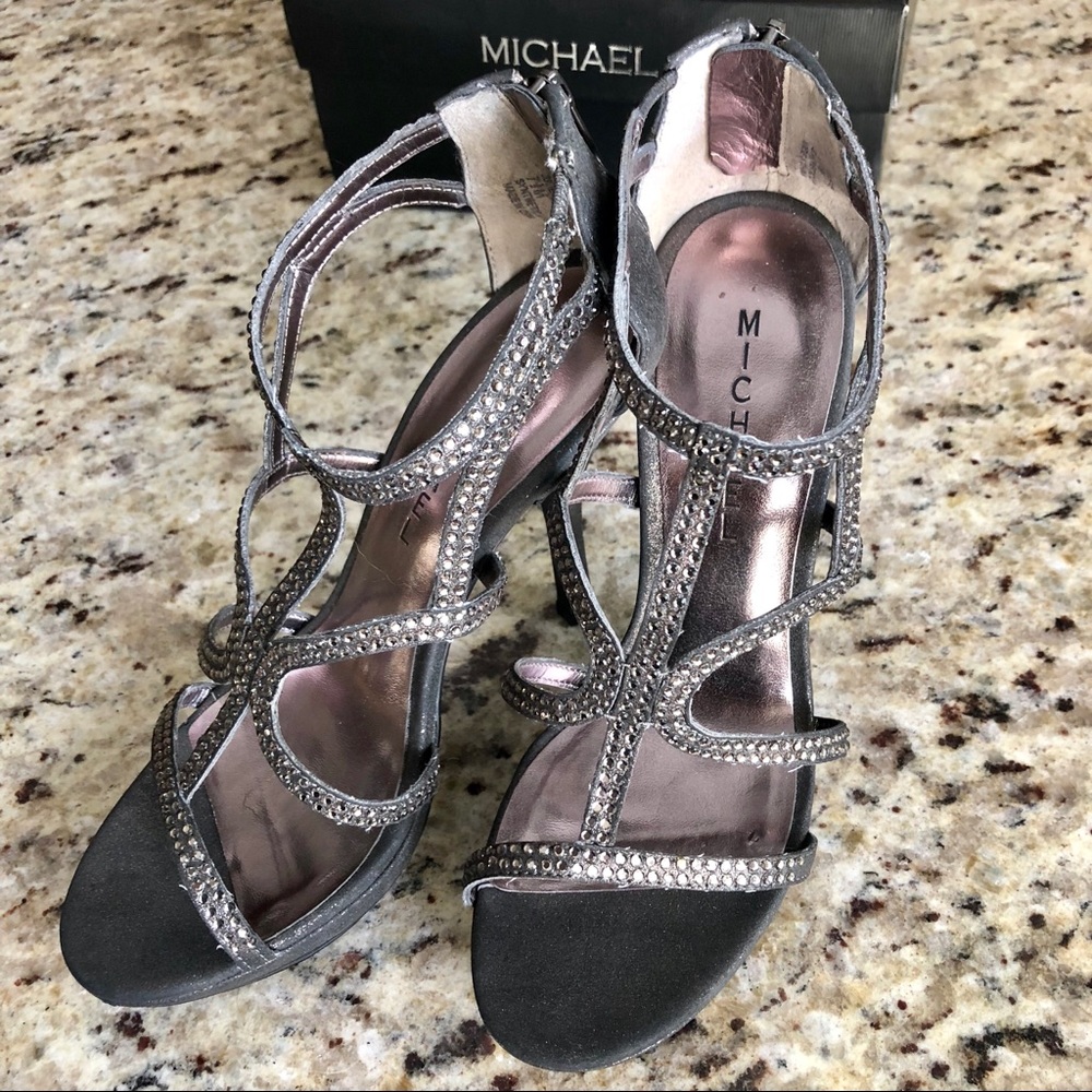 Michael Sparkle Glitter Stiletto Heels, Pweter 7.5
